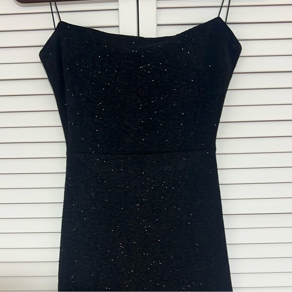 Elegant Black Evening Midi Glitter Dress